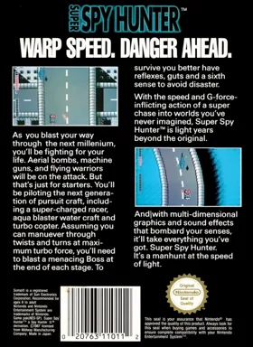 Super Spy Hunter (Europe) box cover back